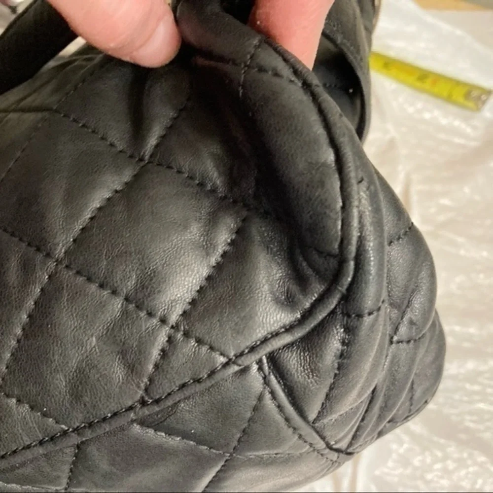 Michael kors black leather quilted bag